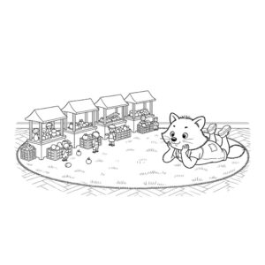 דף צביעה גור-סיפור: איור קלאסי שחור לבן מתוך ספרי ילדים בהתאמה אישית