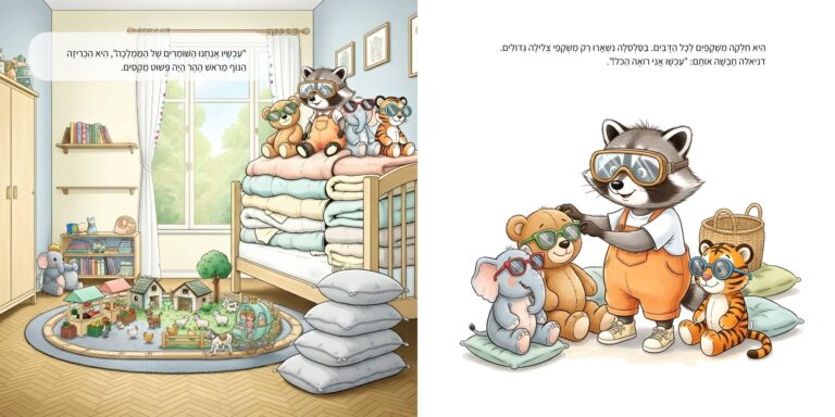 איור מתוך הספר "הממלכה המופלאה שלי" - גור-סיפור: הדמות הראשית וחבירה משקיפים על הממלכה
