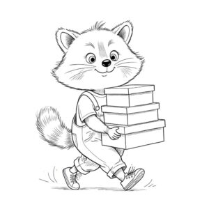 דף צביעה גור-סיפור: איור קלאסי שחור לבן מתוך ספרי ילדים בהתאמה אישית