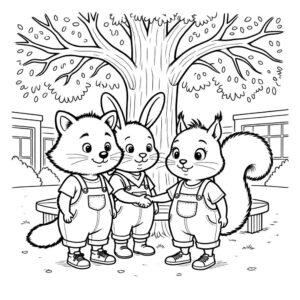 דף צביעה גור-סיפור: איור קלאסי שחור לבן מתוך ספרי ילדים בהתאמה אישית