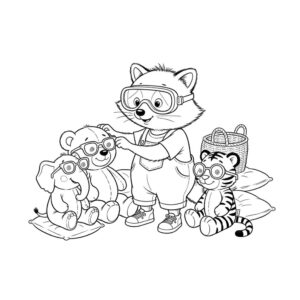 דף צביעה גור-סיפור: איור קלאסי שחור לבן מתוך ספרי ילדים בהתאמה אישית