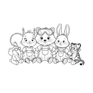 דף צביעה גור-סיפור: איור קלאסי שחור לבן מתוך ספרי ילדים בהתאמה אישית