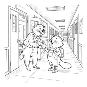 דף צביעה גור-סיפור: איור קלאסי שחור לבן מתוך ספרי ילדים בהתאמה אישית