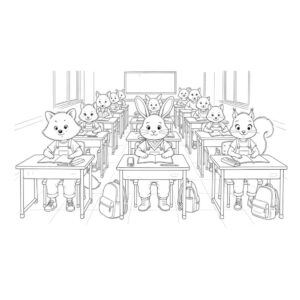 דף צביעה גור-סיפור: איור קלאסי שחור לבן מתוך ספרי ילדים בהתאמה אישית