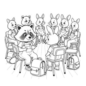 דף צביעה גור-סיפור: איור קלאסי שחור לבן מתוך ספרי ילדים בהתאמה אישית