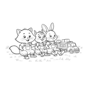 דף צביעה גור-סיפור: איור קלאסי שחור לבן מתוך ספרי ילדים בהתאמה אישית